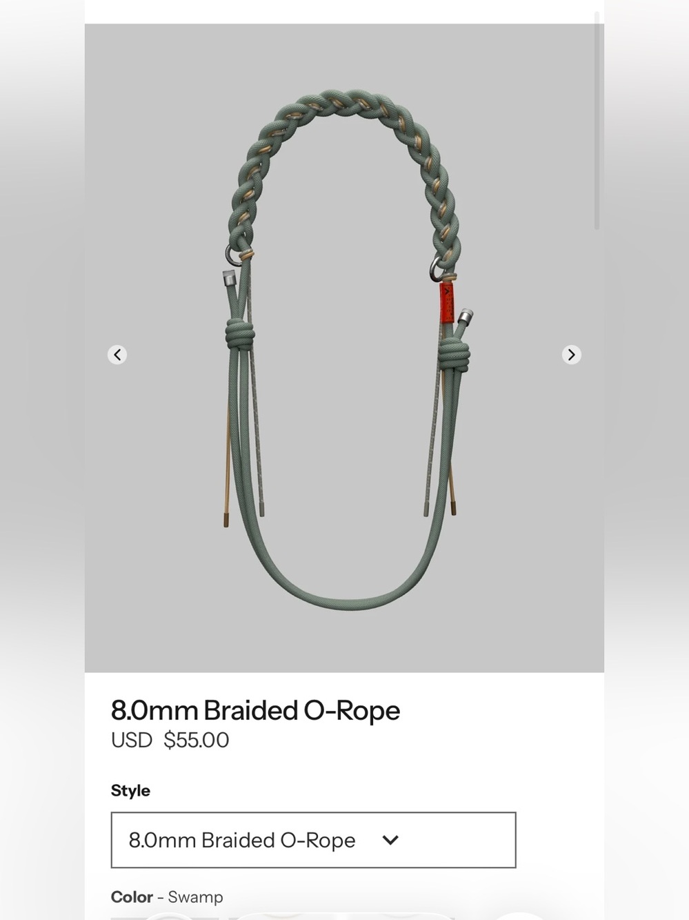 Topologie 8.0mm Braided O-Rope Adjustable Strap (Swamp)